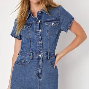 Lulu's Blue Denim Short Sleeve Dress